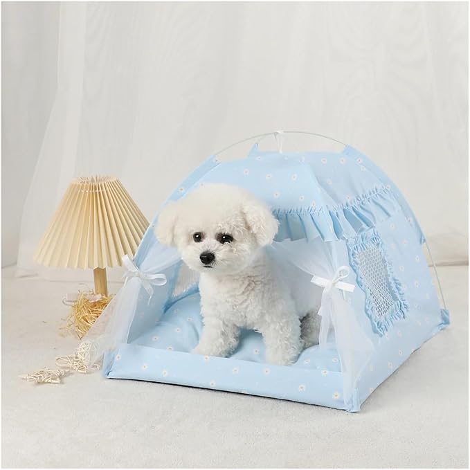 SBTRKT Pet Tent Bed Cats House Supplies Products Accessories Warm Cushions Furniture Sofa Basket Beds Winter Clamshell Kitten Tents Cat (Color : Blue, Size : L 50x50cm)