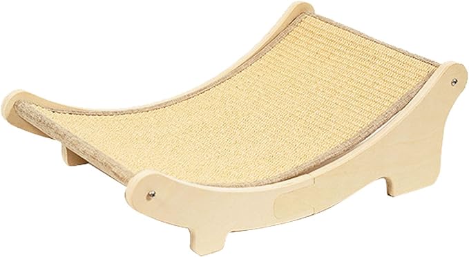 Zerodis Wooden Elevated Cat Hammock Bed Cat Scratching Bed with Natural Sisal Mat and Removable Cushion for Indoor Cats Perch Shelf Wall Furniture