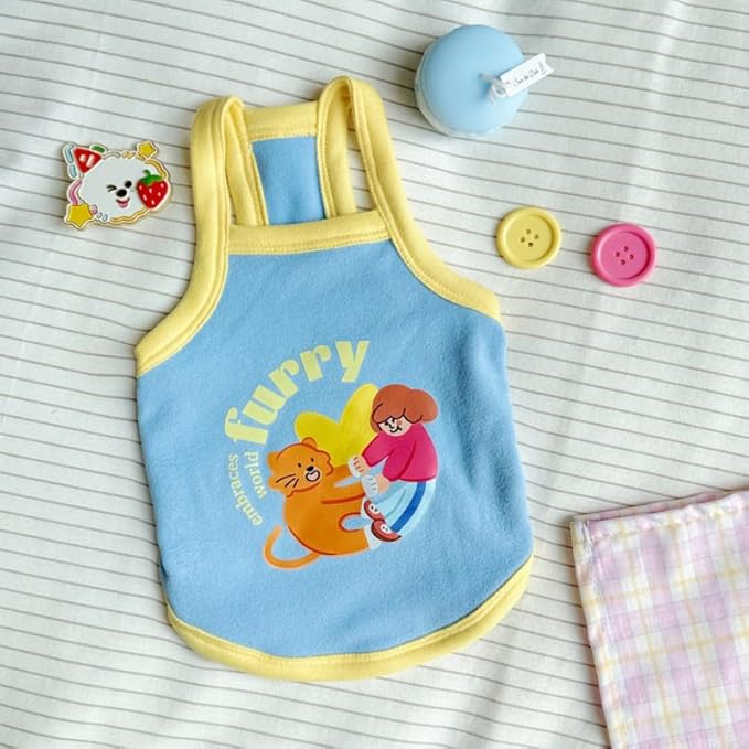 Pet Camisole Skirt Outfit for Small Dogs & Cats - Cute Spring Summer Printed Tank Top and Dress, Breathable Cat & Dog Clothing