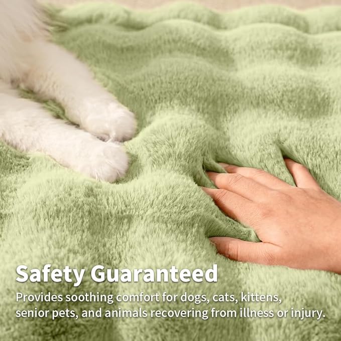 SOMAHE Cat Bed Mat, Soft Plush Faux Fur Kneading Pet Bed, Machine Washable Cat Sleeping Pad for Indoor Cats & Kittens, Non-Slip Fluffy Cat Rug for Couch Sofa Floor, 23x15 Inch Green