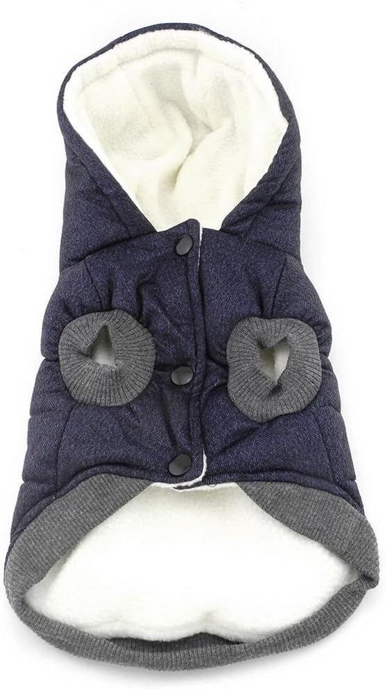 Dog Coat Rdc Pet Hoodie Cold Weather Coats Warm Dog Apparel Winter Thick Clothes Dog Cozy Jacket for Small Dog Medium Cat (L, Blue)