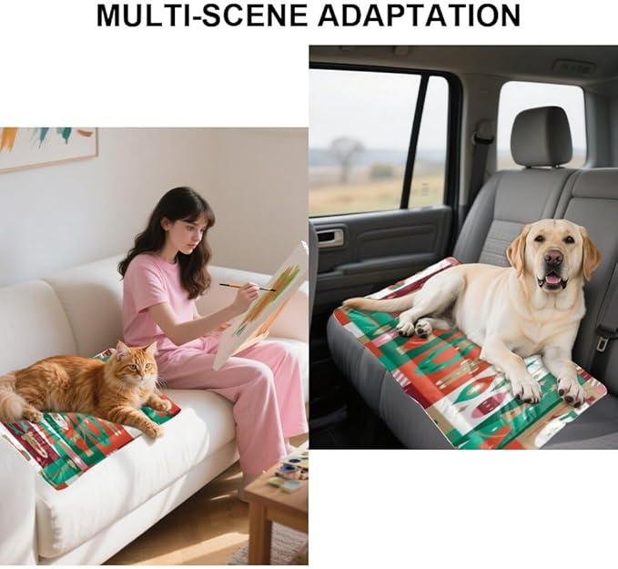 Vintage Holiday Collage Dog Sleeping Pad Cat Warming Pad Dog Bed for Backseat Pet Bed Mat Non- Slip Bottom Room Furniture Multi- Scenario Crate Pads Gift Printed 36× 24 Inch