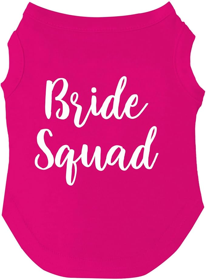 Bride Squad Dog Tee Shirt | Sleeveless | Wedding Photo Prop | Bridal Shower | Engagement Announcement (Hot Pink, X-Large 40)