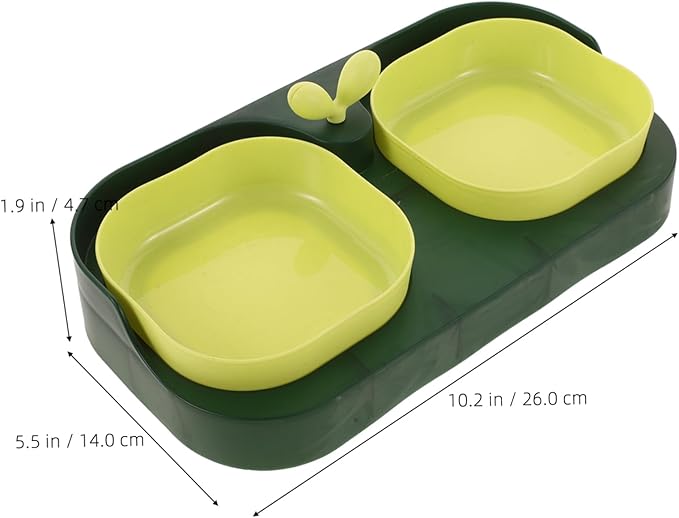 Sosoport Cat Food Feeder Non- Base Pet Bowl for Cats and Dogs Easy Feeding and Watering Green Stable Structure
