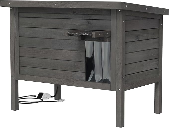 GDLF Outdoor Feral Cat House Heated Cat Shelter with 100% Insulated All-Round Foam Weatherproof for Multiple Felines 34.5"X21.5"x27.2"