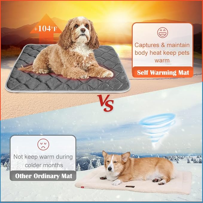 Self Warming Cat Bed Self Heating Cat Mat Thermal Pet Bed Mat Self-Warming Dog Crate Pad 20"x16"