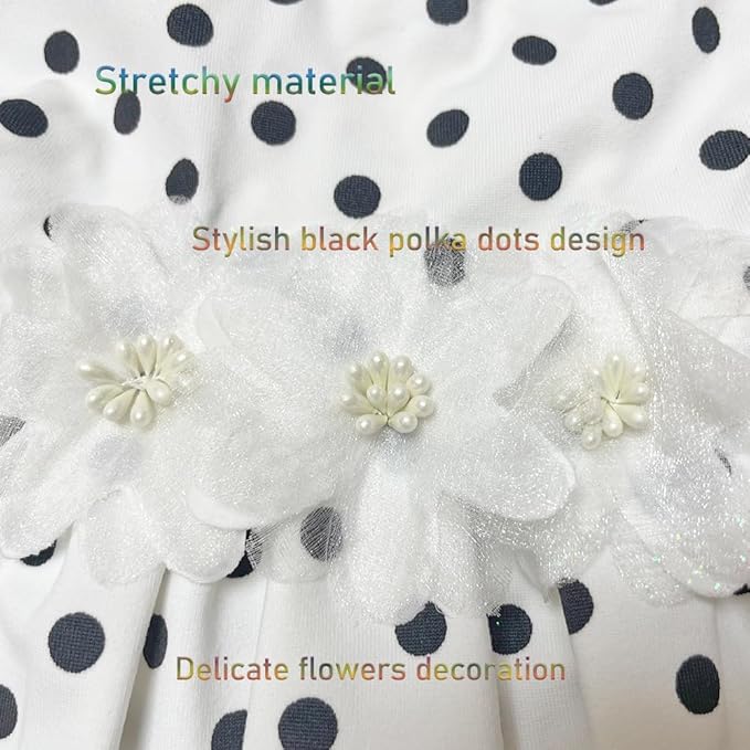 ANIAC Floral Cat Bridal Wedding Dresses Polka Dogs Small Dog Dress Female Ball Gown Puppy Princess Tutu Skirt Stretchy Pet Clothes for Spring Summer (White, Medium)