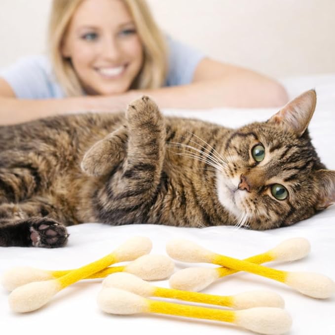 Glaciart One Swabs Cat Toys with Catnip - 6 Pk | Durable for Chew, Cute Cat Toys Interactive Kitty for Boredom, Exercise, & Play | Filled w/Organic Catnip for Anxiety & as Digestive Aid | Gift Idea