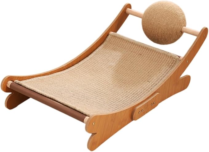 Cat Scratcher Bed for Indoor Cats Mini Beach Chair with Scratching Ball - Sturdy Furniture Pet Bed for Small Animals & Kittens- Sisal