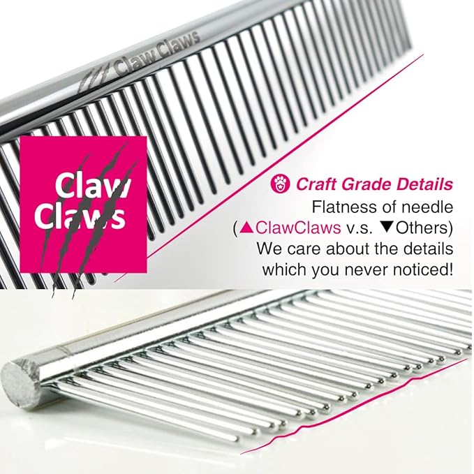 Cat Combs with Rounded Teeth, Removing Tangles and Knots, Quality Chrome Plated Thinner Round Spine Comb, Great Hand Feel and is NOT Easy to Rust, Exquisite and easy to carry