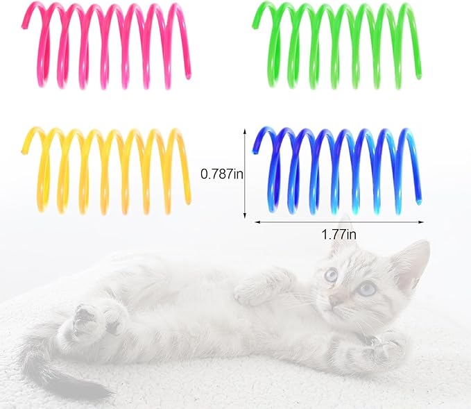 Shudyear Pack of 40 cat Coil Springs for Indoor, Colourful and Durable Plastic Spring coils to Attract, Chewing, Hunting, Interactive Toys for Cats and Kittens (40pc)