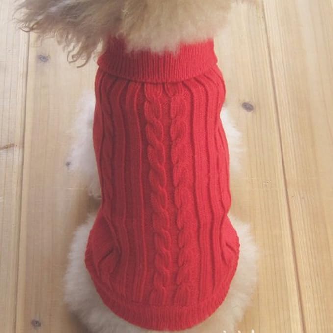 Tangpan Turtleneck Classic Straw-Rope Pro Pet Dog Sweater Apparel(Red,XS)