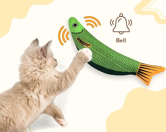 DS.DISTINCTIVE STYLE 3 Pack Catnip Cat Toys with Subtle Sound - Kicker & Interactive Fish Shapes for Kittens and Adult Cats