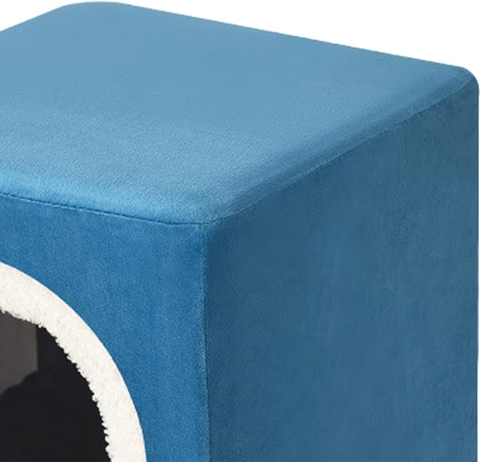 Baoblaze Cat House Cat Bed for Hideaway Furniture Sturdy Covered Cat Bed Cave Pet Condo for Cats Exercising Sleeping, Blue