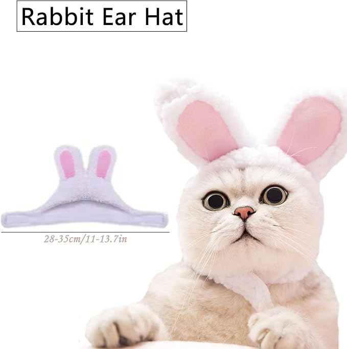 Qiansail Lion Mane Wig for Cats, Funny Bunny Ears Cute Dog Hats Cat Apparel Costume Pet Clothing Accessories for Halloween Cosplay Party