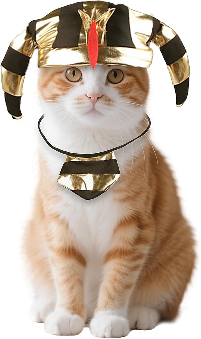 2PCS Pet Cosplay Set Ancient Egypt Funny Costumes Accessories Halloween Role Play Prop Cat Dog Supplies Party Headpiece