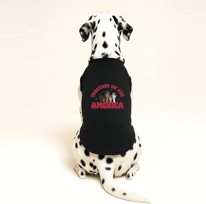 Together We are America Dog Tee Shirt | Sleeveless Breeds | Imigration Awareness | Unity | Diversity | 2026 | Football |Black, Large 1708
