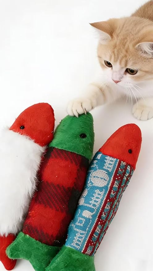 Interactive Catnip Cat Toys for Indoor Large Cats, Soft Plush Cat Chew Toys for Boredom, Durable Interactive Play Toys for Big Kitties