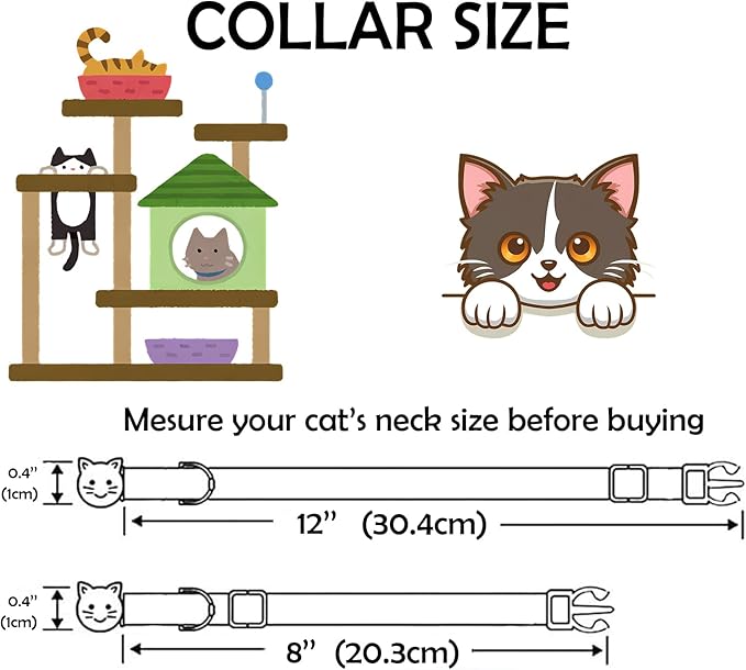 Elegant little tail 2 Pack Cat Collar-Pink Strip Cotton Breakaway Cat Collars with Bell Pendant Kitten Girl Safety Adjustable Collar for Small Cats Puppy