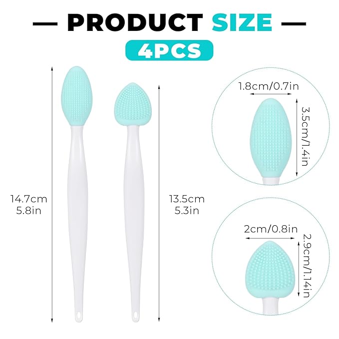 LLOUSSAK 4Pcs Cat Acne Chin Treatment, Black Seed Brush Soft Silicone Cat Grooming Scraper Brush, Double-sided Silicone Cleaning Brushes Cats Chin Acne & Blackhead Exfoliation