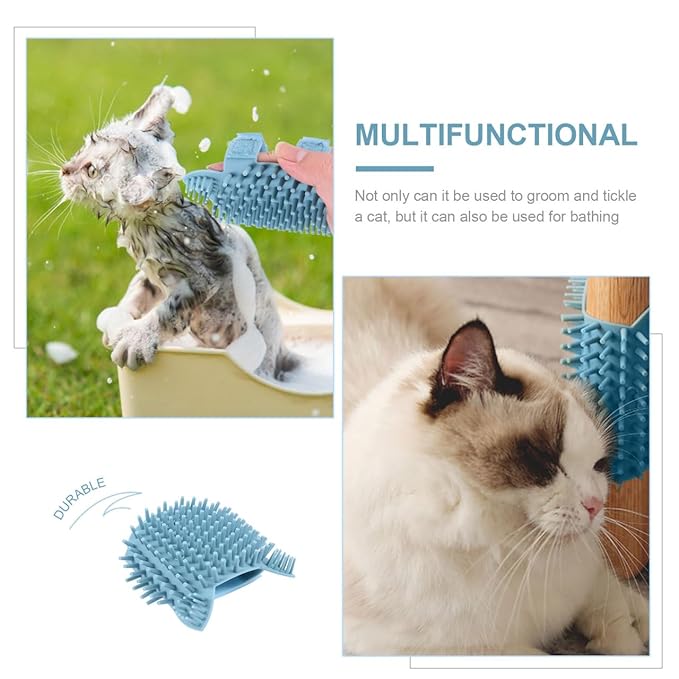 Milisten Cat Corner Self Massager Brush Silicone Pet Grooming Tool for Indoor Cats with Soft Bristles for Loose Hair Removal and Comfortable Massage on Walls and Furniture Corners