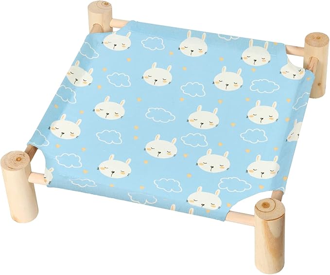Patas Lague Cat and Dog Hammock Bed for Small Dogs, Brethable Wooden Cat Pet Rabbit Elevated Cooling Outdoor Bed Cots Furniture for Summer Rabbits