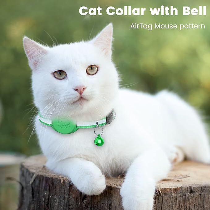 Upgrade Airtag Cat Collar, Reflective Kitten Cat Collar with Bell and Airtag Holder Compatible with Apple Airtags