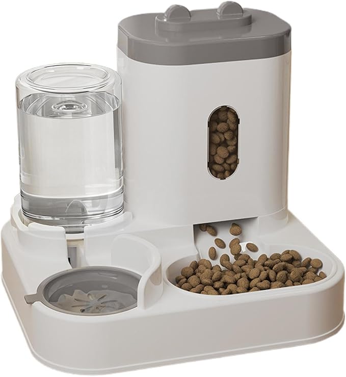 Cat Feeder,2-in-1 Smart Drinking Food Dispenser,Cat Food Dispenser - for Outdoor Indoor Animal Kitten Puppy Feeding Watering Wet Dry