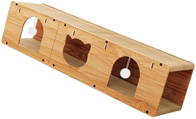 HouseVibe Cat Tunnel Scratcher with Scratching Pad, Multipurpose Corrugated Tunnel Bed Furniture Protector for Indoor Cats- L