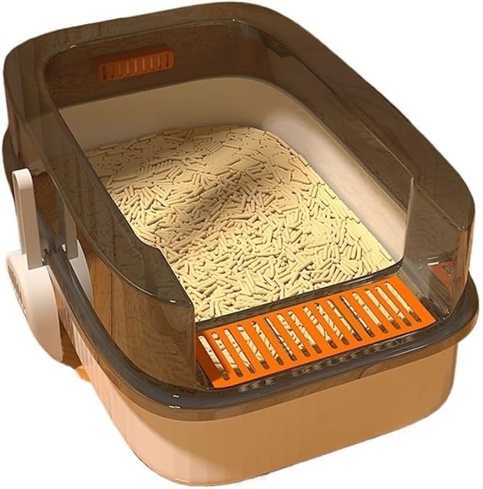 Pet Supplies, Kitten Litter Box with Scoop,High Sided Open Cat Toilet for Small Cats & Travel(Gray)