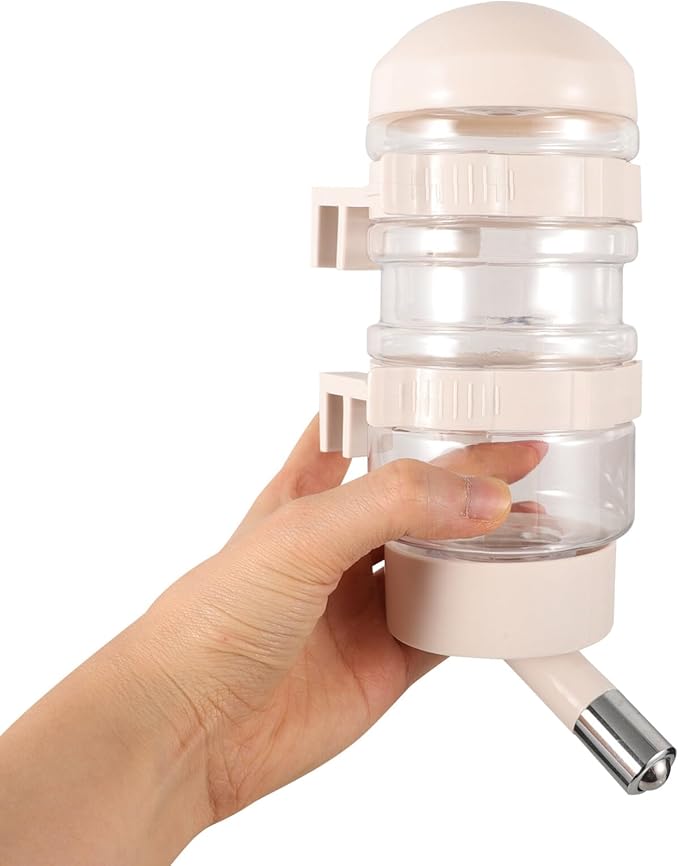 Happyyami Stainless Steel Pet Feeder Dispenser for Dogs Cats 400ml Hanging Water Bottle Portable Pet Watering System Spout