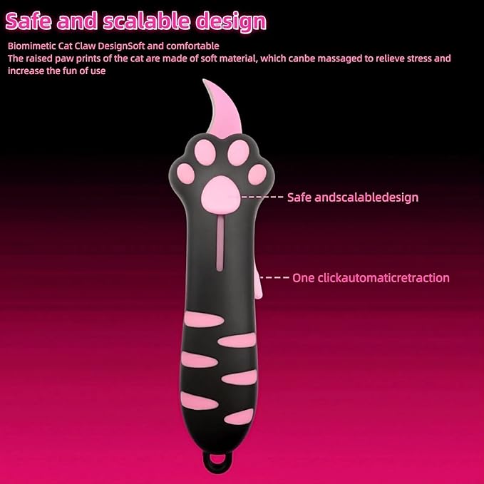 Cat Paw Box Cutter, 2026 New Retractable Cat Claw Knife Cute Cat Box Paper Cutter，Portable Cat Retractable Knife (Blue)