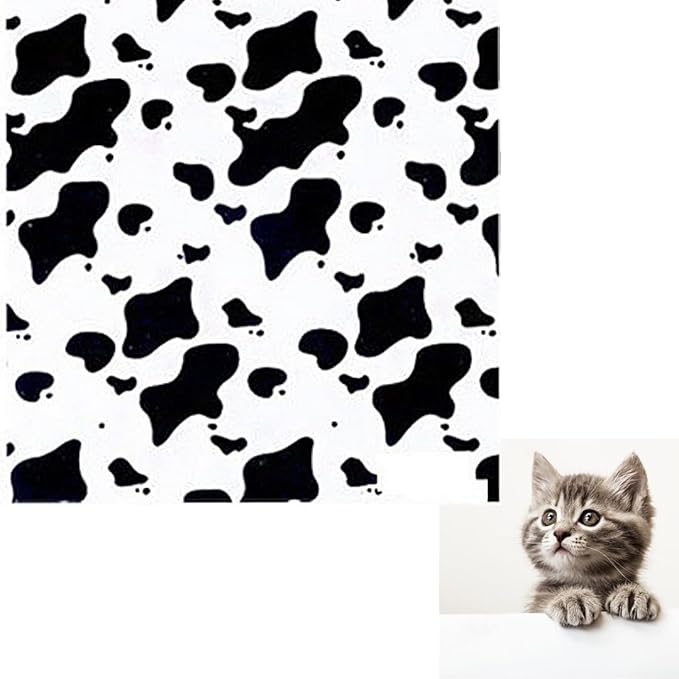Pet Grooming Wrap: Self-Adhesive Soft Blanket Restraint Tool for Cats/Small Dogs. Prevents Escaping, Ideal for Grooming & Electronics Protection (21.7×21.7 in, Fits Under 6 lbs Cats, Cow Print)