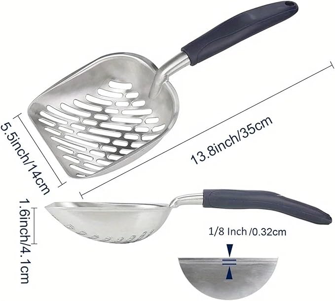 Cat Litter Shovel Pet Cleaning and Picking Tool Metal Long Handled Manure Spoon