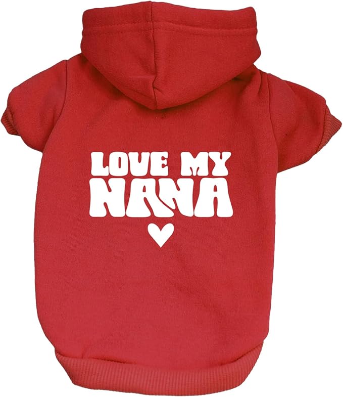 Love My Nana Dog Hoodie | Fleece Lined |Leash Hole|%%|Red, 5X-Large 1344