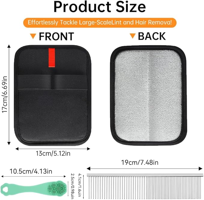2Pcs Static Pet Hair Removal Glove, Reusable Electrostatic Pet Cat Dog Hair Remover Grooming Gloves Brush Tool for Couch, Furniture, Carpet, Car Seat,Dog Combs for Grooming Matting,Finger Toothbrush