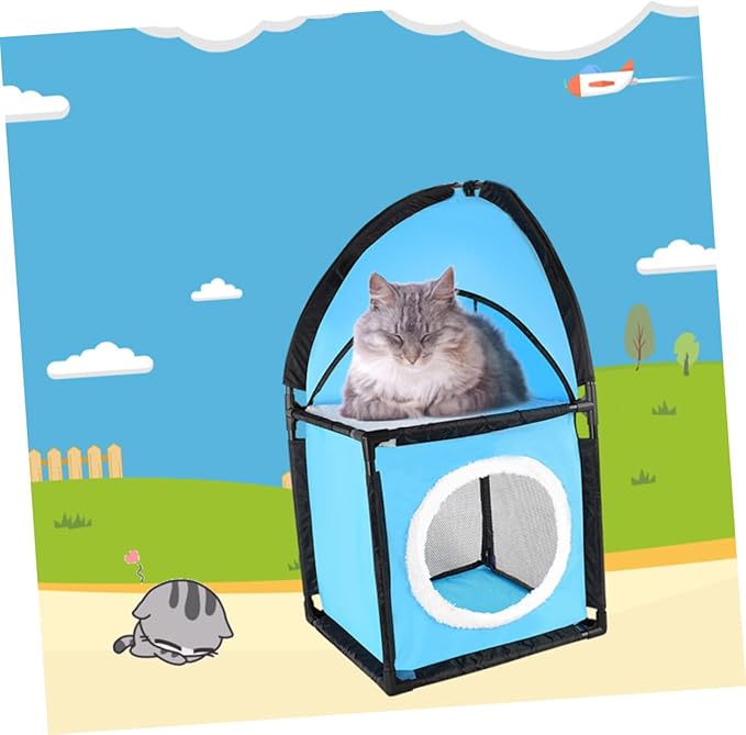 Toddmomy Cat Tree Scratcher with Tunnel Design Indoor Cat House Bed for Kittens and Pets Durable Fabric Furniture Protecting Play Tower