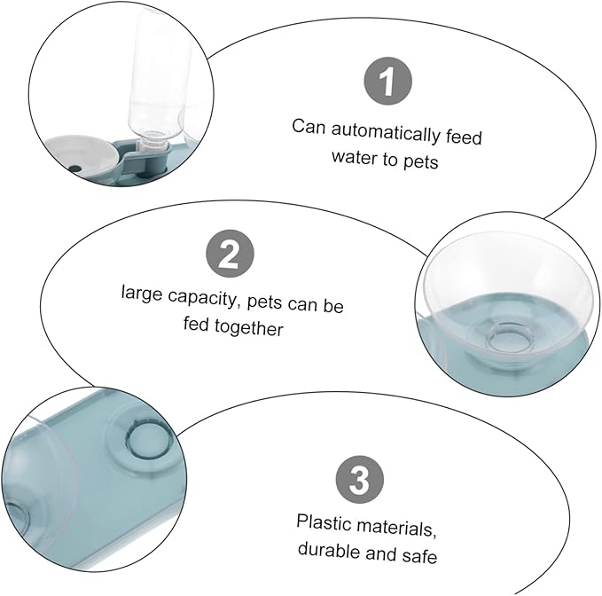 COLLBATH Automatic Cat Water Feeder 2 Tilt Bowls 500ml Pet Feeder Bowl Pet Water Dispenser for Cats