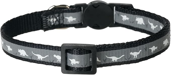 Reflective Cat Collar Safety Breakaway Nylon Kitten Collars with Bell for Male Boy Girl Cats,Black