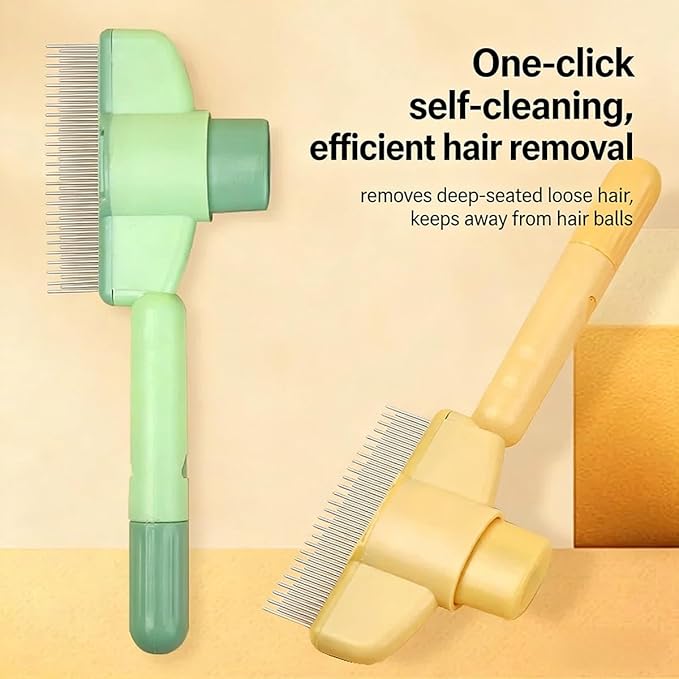Fine Tooth Flea Comb for Cats and Dogs, Dual-Purpose Pet Comb for Grooming and Massaging, Gently Remove Fleas with Easy Release Button for Short and Long Hair (2 PCS)