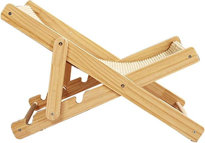 TITA-DONG Cat Hammock Bed, Elevated Cat Bed with Durable Sisal Scratcher, Durable and Non Shedding Sisal Scratcher, Wood Cat Chair Cat Furniture of Mini Beach Chair for Pet Cat(Sisal)