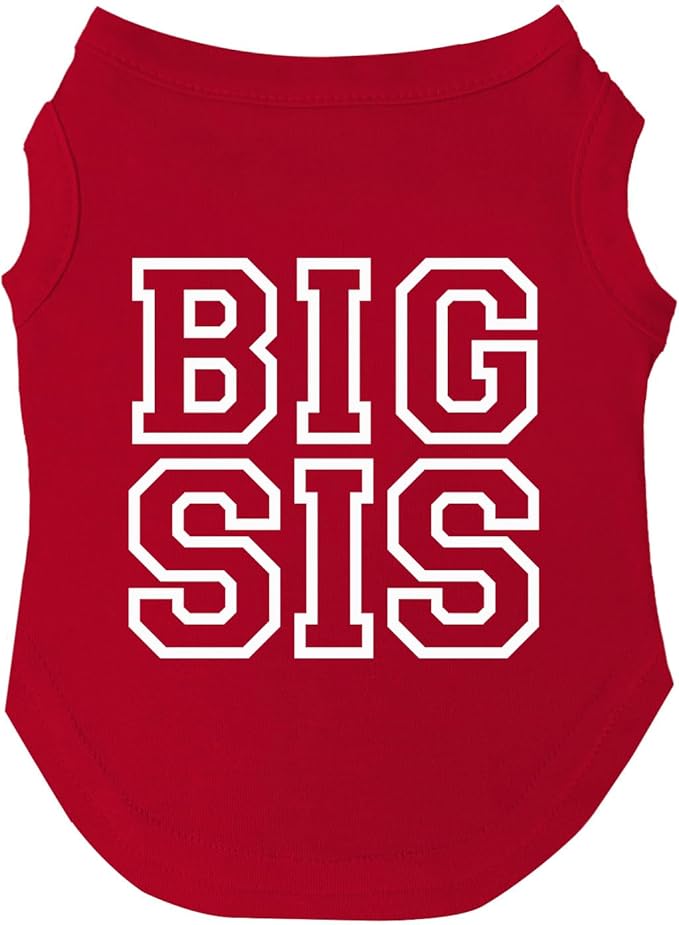Big Sis Dog Tee Shirt | Sleeveless | Pregnancy Announcement | New Baby | Big Sister | Gender Reveal | Photoshoot (Red, 4X-Large 1066)