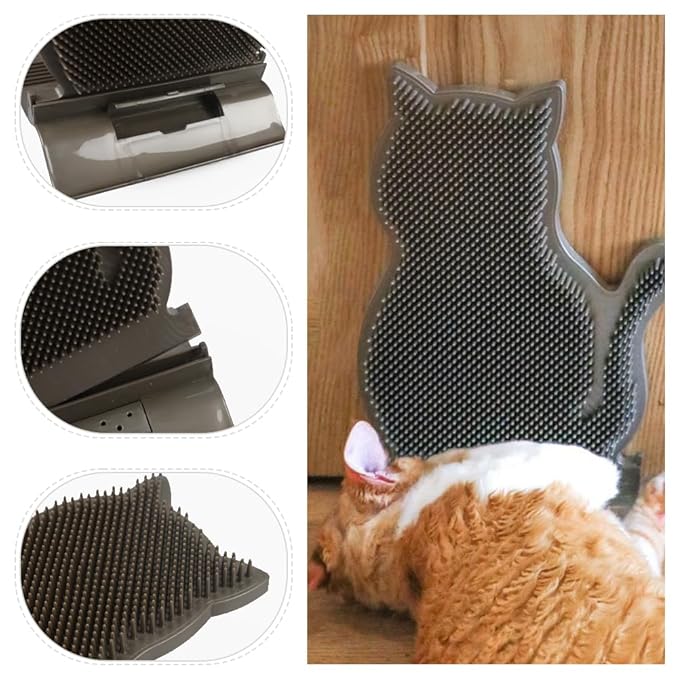 Cat Corner Self Groomer Brush with Catnip - Soft Wall Scratcher and Grooming Brushes - Pet Self Massage Combs for Indoor Cats