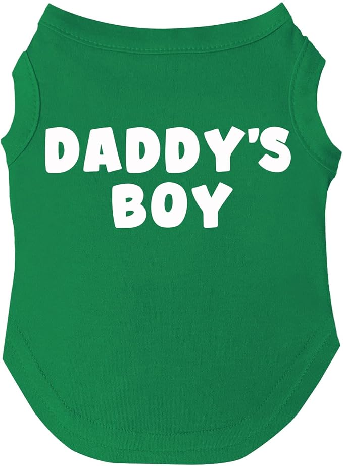 Daddy's Boy Father's Day Dog Tee Shirt | Sleeveless | Sizes for Puppies, Toys and Large Breeds (Green, 6X-Large 943)