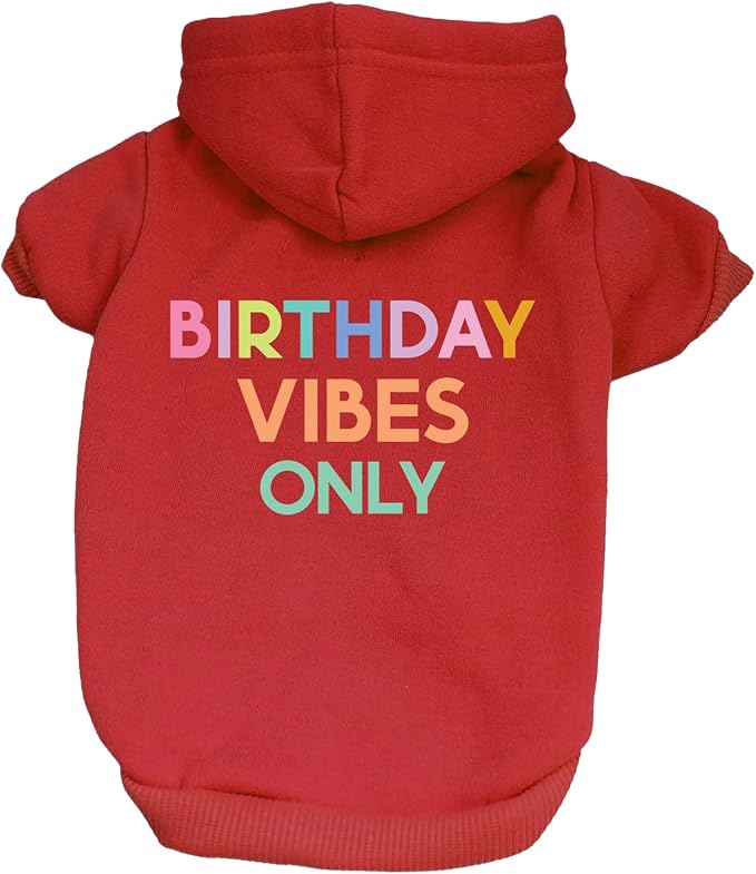 Birthday Vibes Only Dog Hoodie | Fleece Lined |Leash Hole| Birthday | Party | Celebration|Royal Blue, 4X-Large 1613