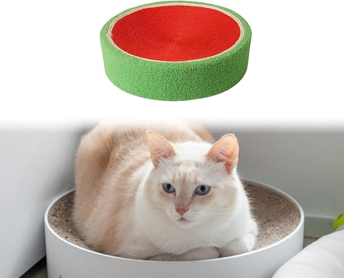 Round Sisal ing Board Cat Bed,Furniture Protection,Cat Nest Scratcher Bowl Fruit Scratch Board for Cat Kitty, Watermelon