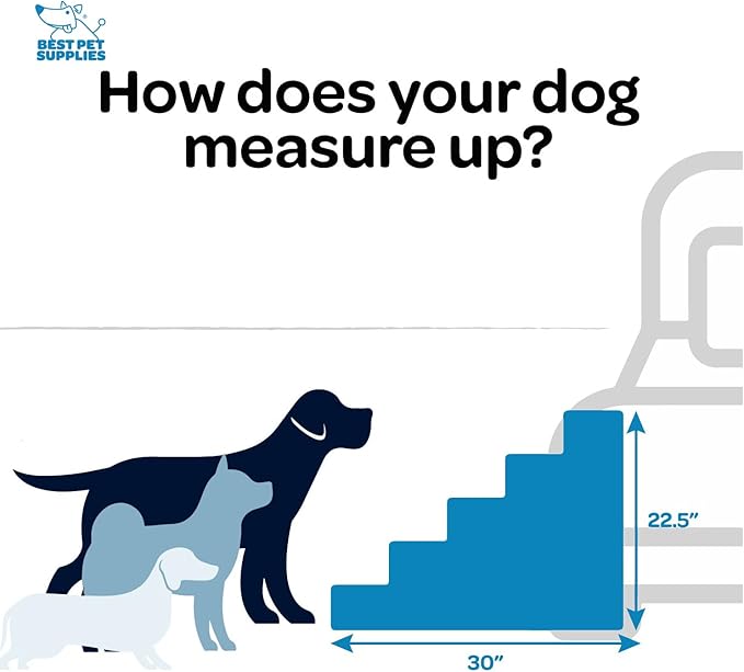 Best Pet Supplies Dog Stairs & Steps - Foam Steps for Small Dogs & Cats, Non-Slip Indoor Balanced Pet Step Support, Dog Ramp, No Assembly, Gray, 5-Step (22.5-inch Height)