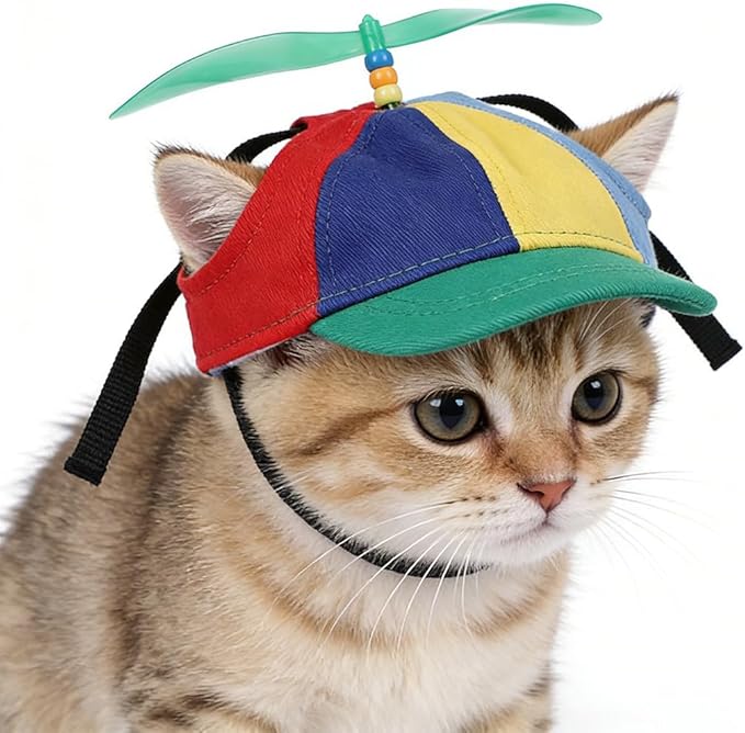 Pet Propeller Hat Cat Dog Colorful Pet Sun Protection Adjustable Baseball Cap Rainbow Pet Spinner Hat Funny Puppy Kitty Baseball Cap