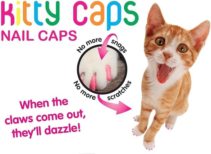 Kitty Caps Nail Caps for Cats, White with Orange and Clear with Blue Glitter - Safe, Stylish and Humane Alternative to Declawing, Stops Scratches and Snags, Large 13 lbs or More, 40 Count