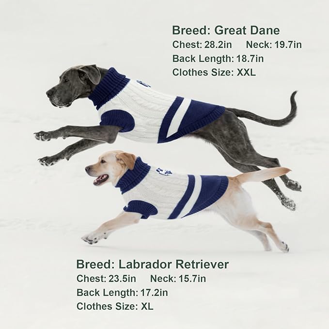 Dog Sweater Knitted for Small to Large Dogs Boy Girl, Classic Turtleneck Dog Christmas Sweaters, Warm & Soft Pet Clothes for Winter (Love Blue, 2XL)